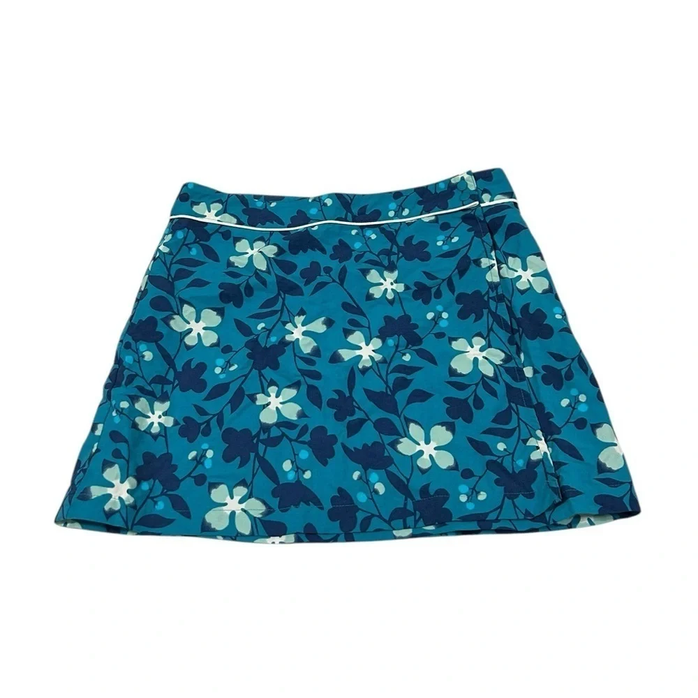 Patagonia Button Out Boardie Wrap Skirt Women’ 8 Blue Floral Snap Button Swim